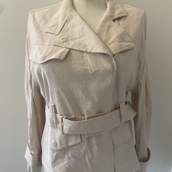 Women's Vince Drapey Belted Linen Blend Jacket Sand Glow Size SMALL Retail $445 - Picture 5 of 15